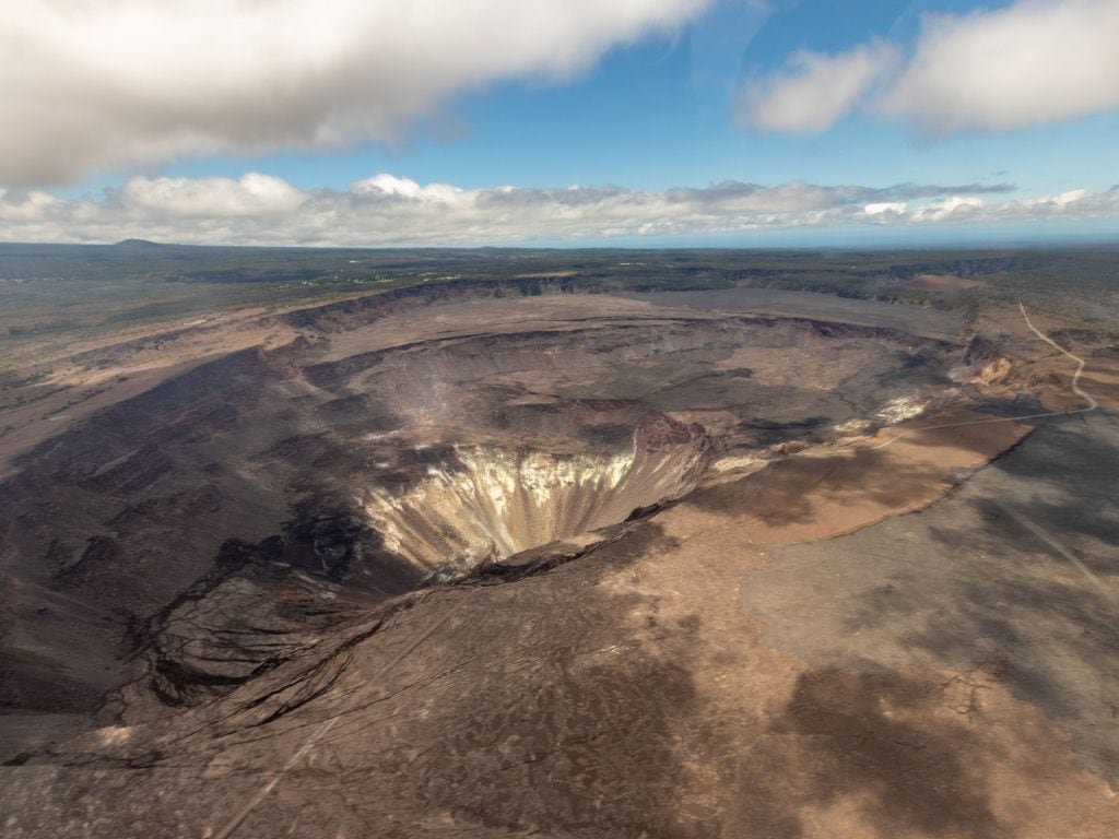 A Helicopter View of Kilauea Crater On The Big Island.